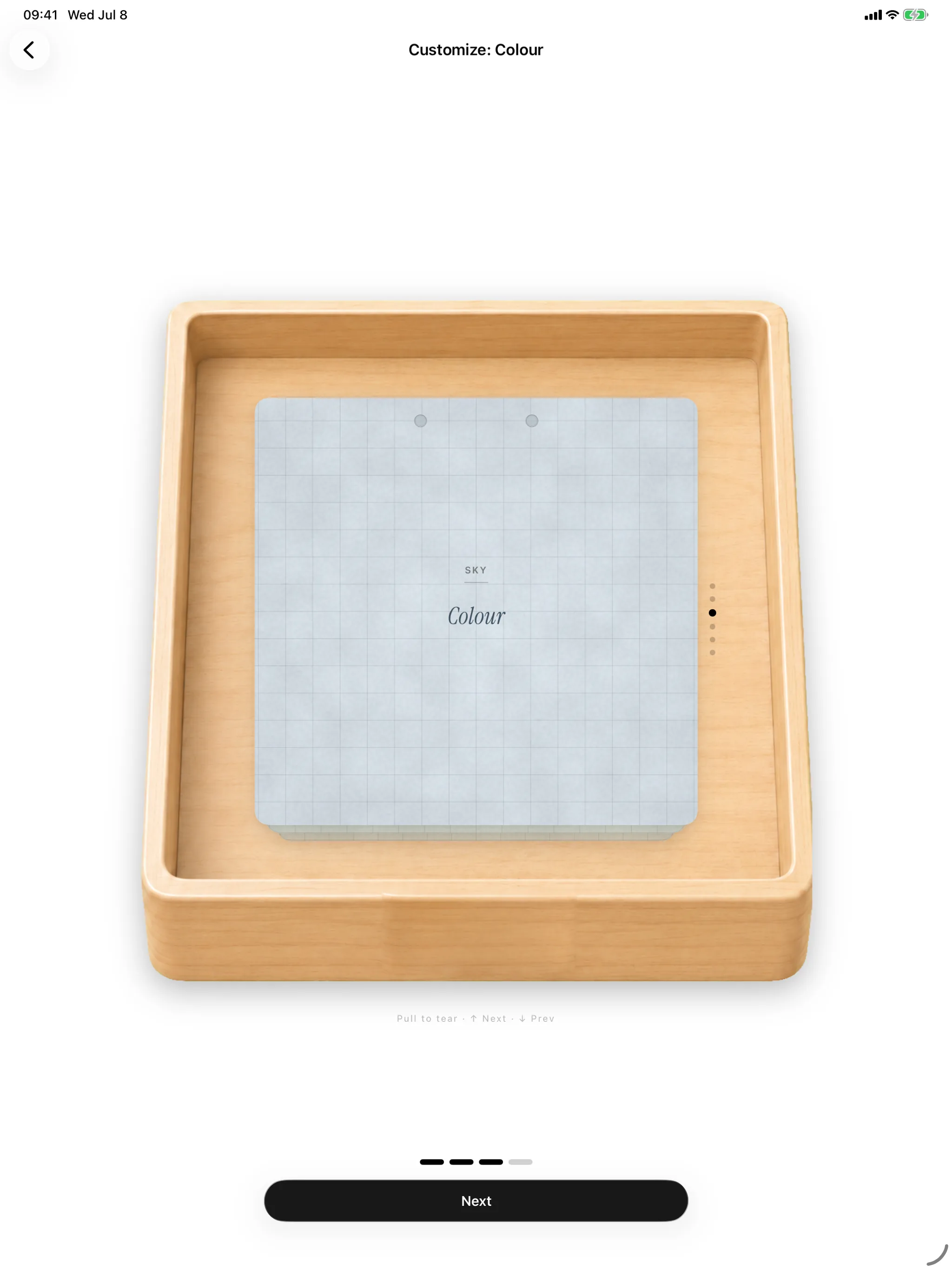 Hibi's paper picker on iPad: choose texture, ruling and color for your calendar